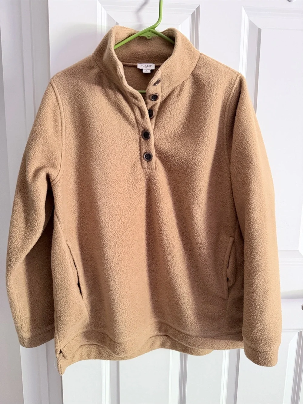 J. Crew Camel Button-Neck Fleece Pullover